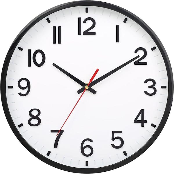 8 inch White and Black Wall Clocks Silent Non Ticking, Battery