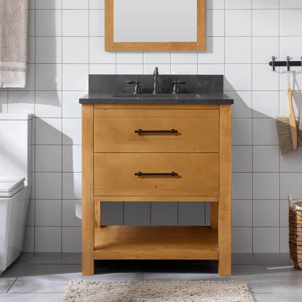 Windwood 30 in. W x 22 in. D x 34 in. H Bath Vanity in Natural with Blue Limestone Vanity Top with White Sink price history on PriceWatchPro
