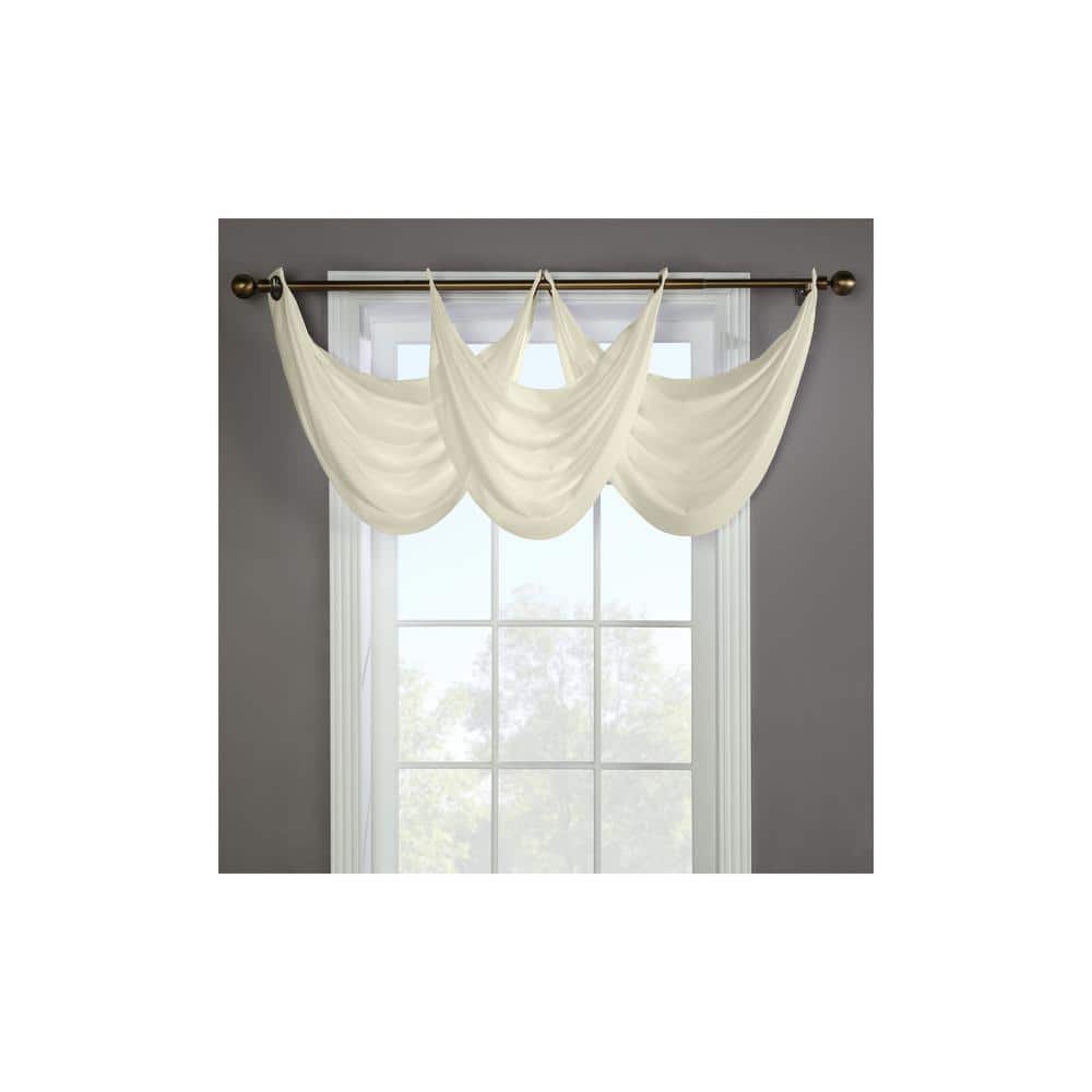 Rhapsody 36 in. W x 19 in. L  Lined Ivory Polyester Sheer Grommet Ascot Win