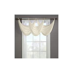Rhapsody 36 in. W x 19 in. L  Lined Ivory Polyester Sheer Grommet Ascot Window Valance