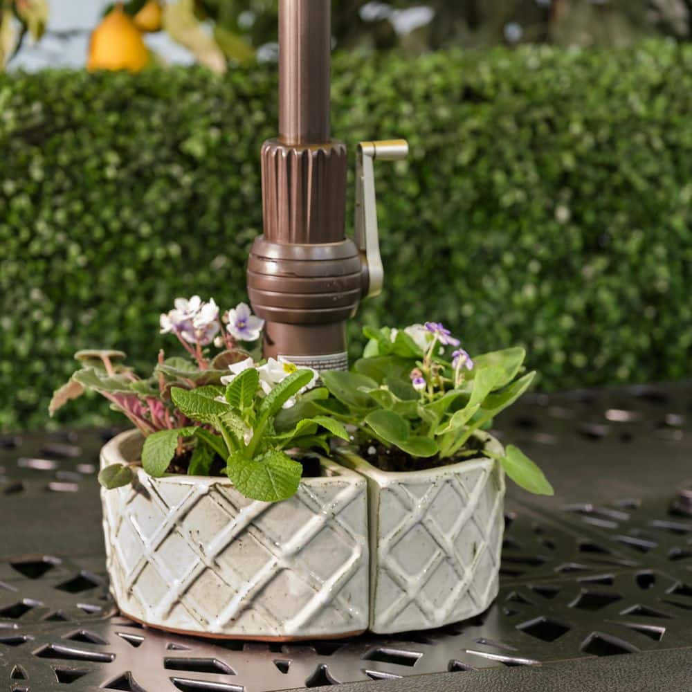 Crema Ceramic Half Moon Umbrella Planter Set
