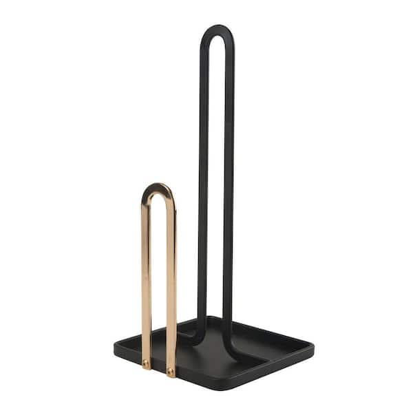 black and gold paper towel holder