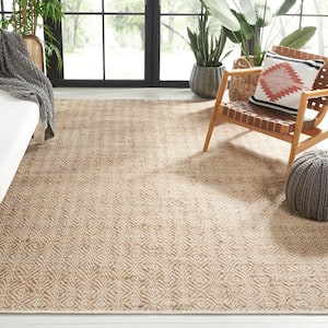 Natural Fiber Beige 8 ft. x 10 ft. Diamond Border Area Rug