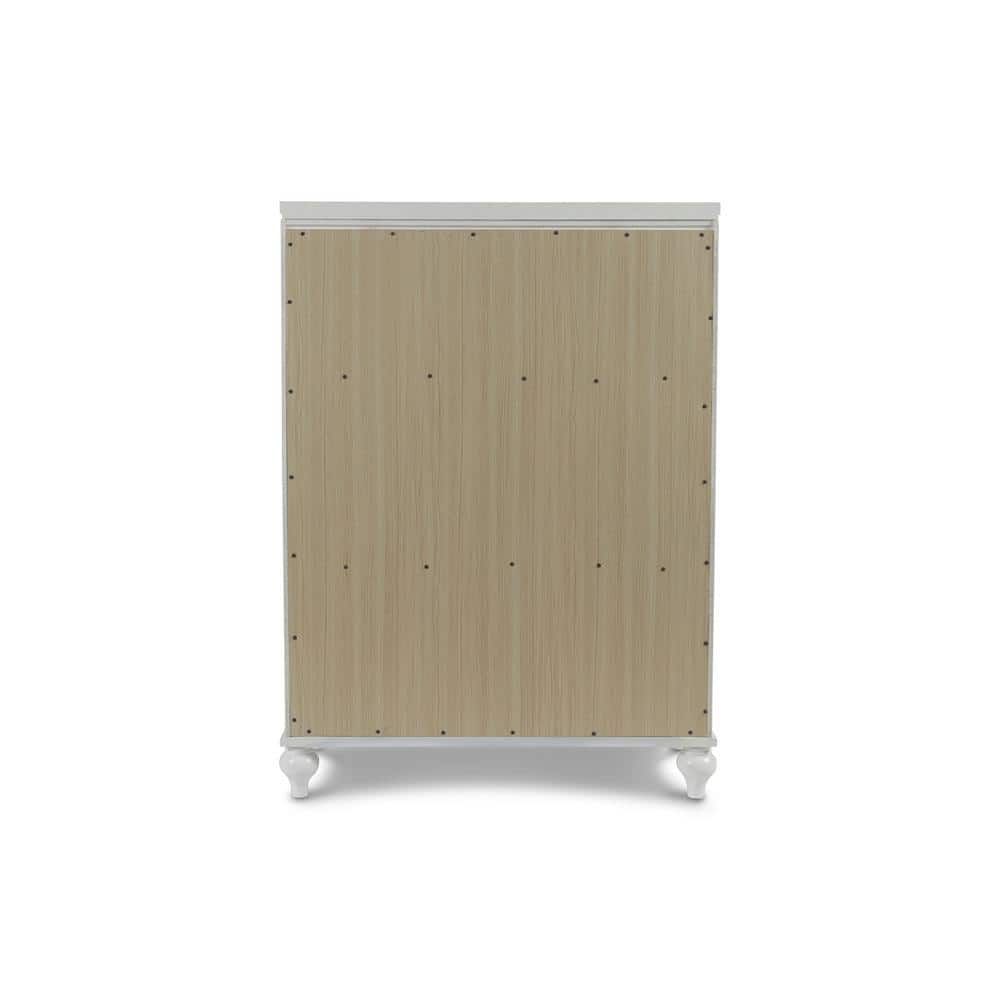 White Mirrored Vertical Chest with Dovetail Drawers