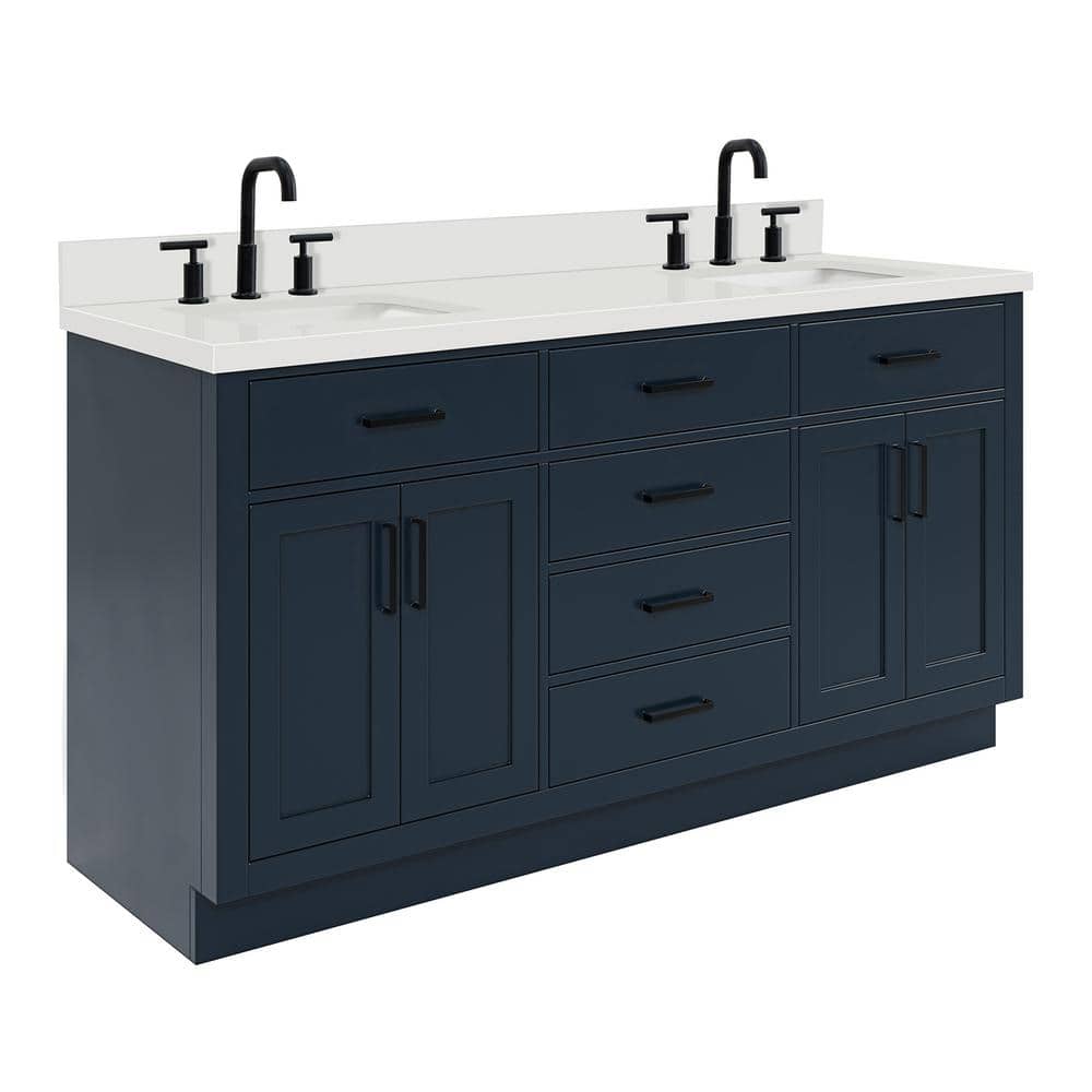 Midnight Blue Double Vanity with White Quartz Top