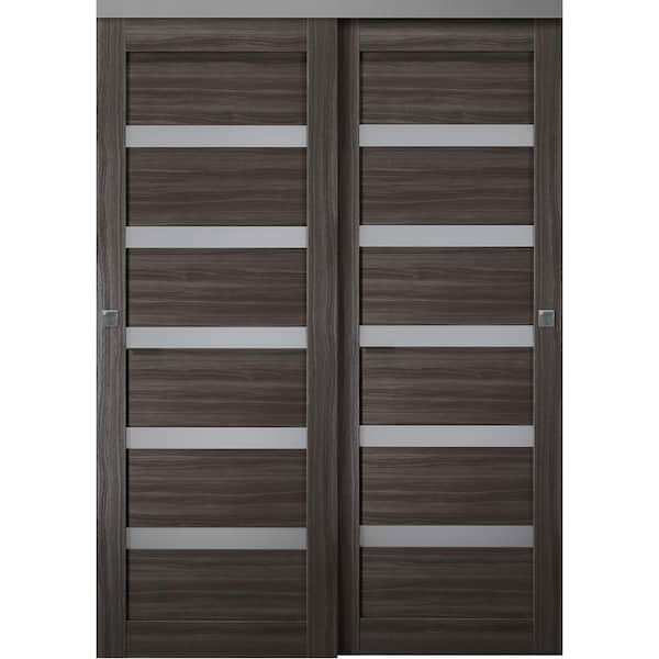 Belldinni Leora 36 in. x 80 in. Gray Oak Finished Wood Composite Bypass Sliding Door