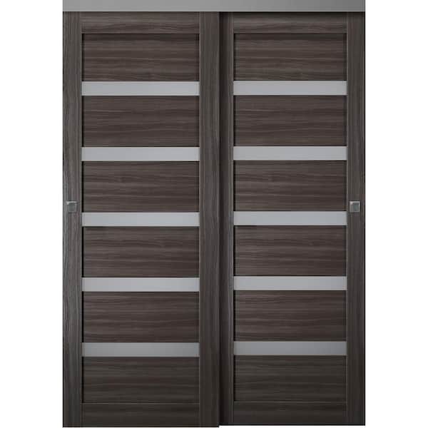 Belldinni Leora 72 in. x 80 in. Gray Oak Finished Wood Composite Bypass Sliding Door