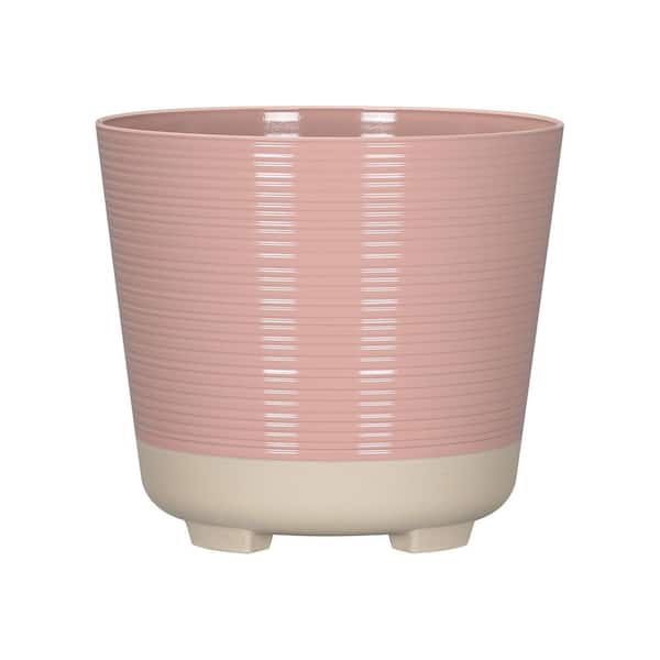 Lark & Vine Wallula Pink Resin Round Planter Set with Drainage Holes (9.96 in. L x 9.96 in. W x 8.86 in. H) (2-Pack)