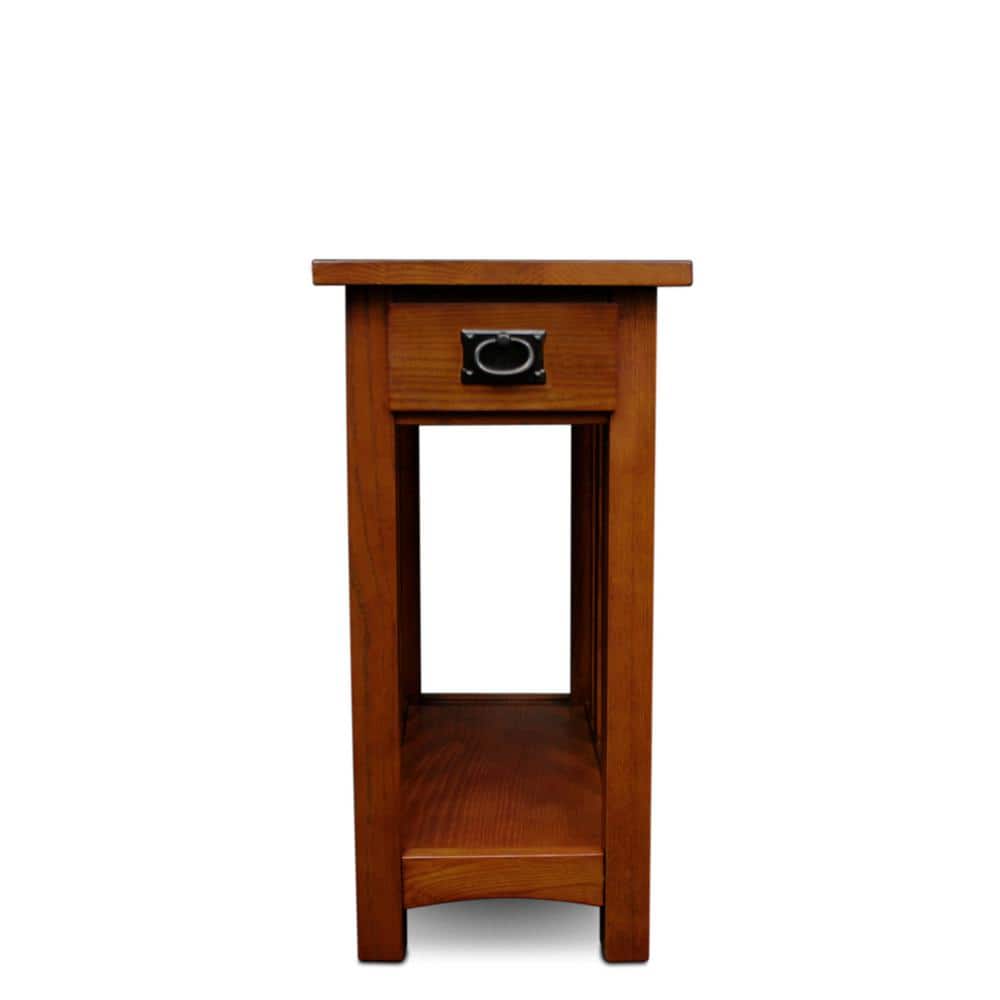 Medium Oak Mission End Table with Drawer and Shelf
