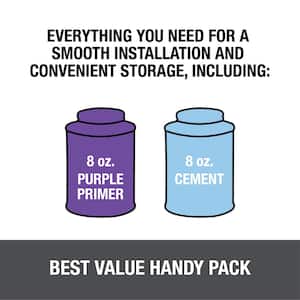 8 oz. Purple Primer and Rain-R-Shine Medium Blue PVC Cement Combo Pack