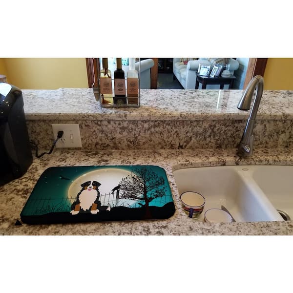 Caroline's Treasures 14 in. x 21 in. Multi-Color Halloween Scary Bernese Mountain Dog Dish Drying Mat