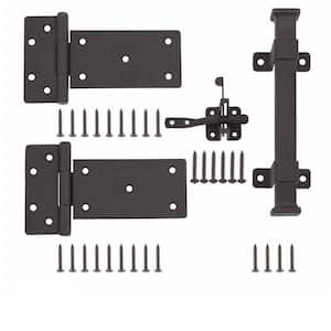 Matte Black Rust Defender Decorative Gate Hinge and Pull Set