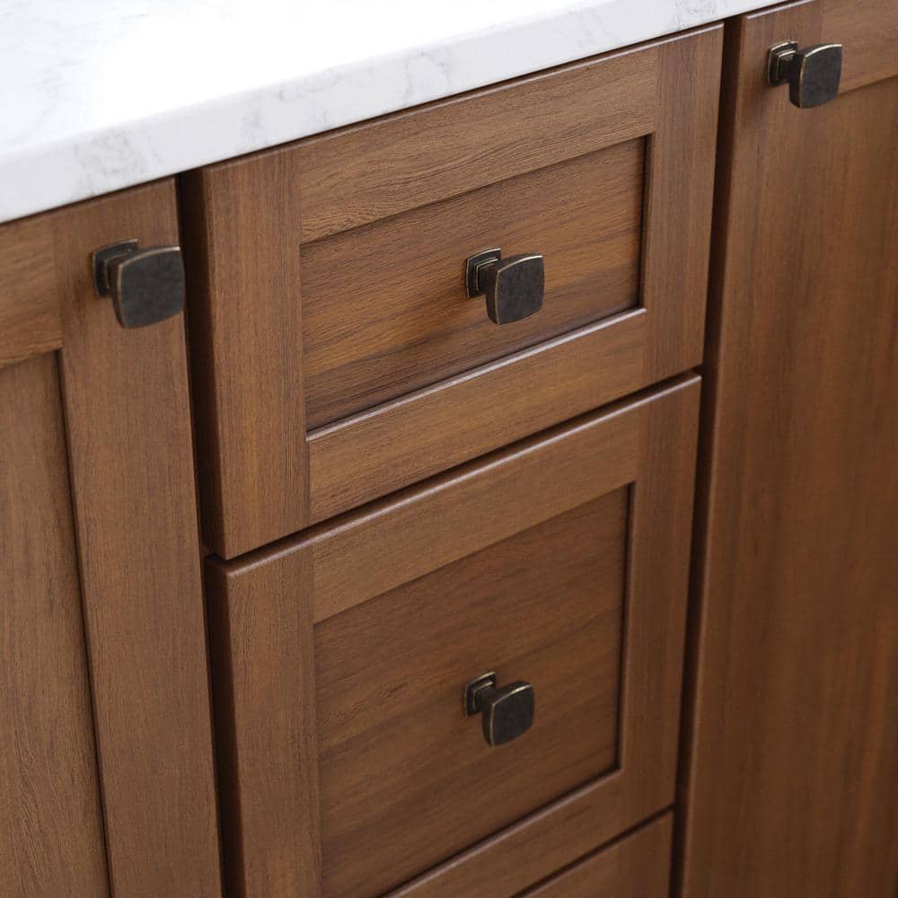Warm Chestnut Square Zinc Cabinet Knob Set