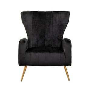 Kaleigh 27.56 in. W Black Velvet Sofa Chair with Metal Legs