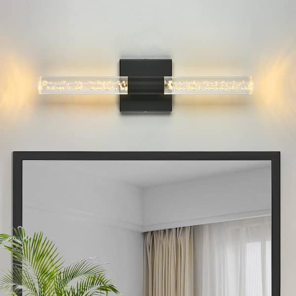 GoYeel 18.5-in 2-Light Matte Black Modern/Contemporary Glass Bubble LED Vanity Light Bar