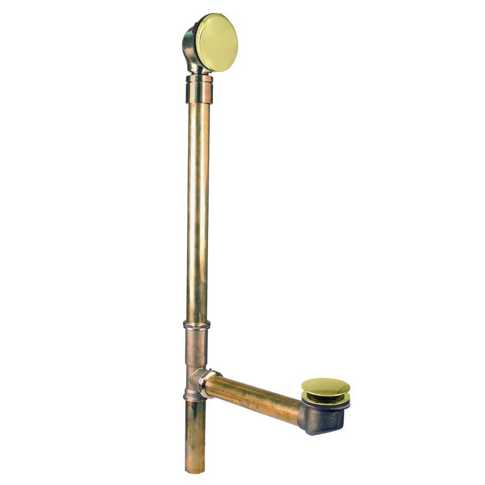 Westbrass D560RK-01 Linear Overflow Plumbers Pack withTee & ADA Tip-Toe Drain in Polished Brass