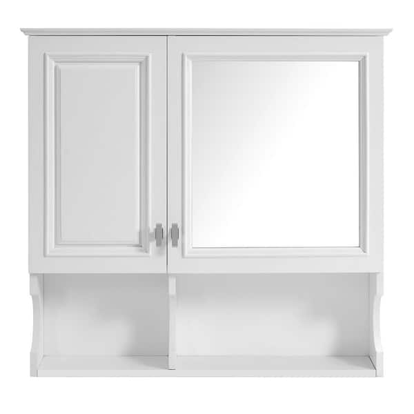 30.00 in. W x 28.70 in. H Rectangular Wood Wall Mounted Bathroom Storage Cabinet Medicine Cabinet with Mirror
