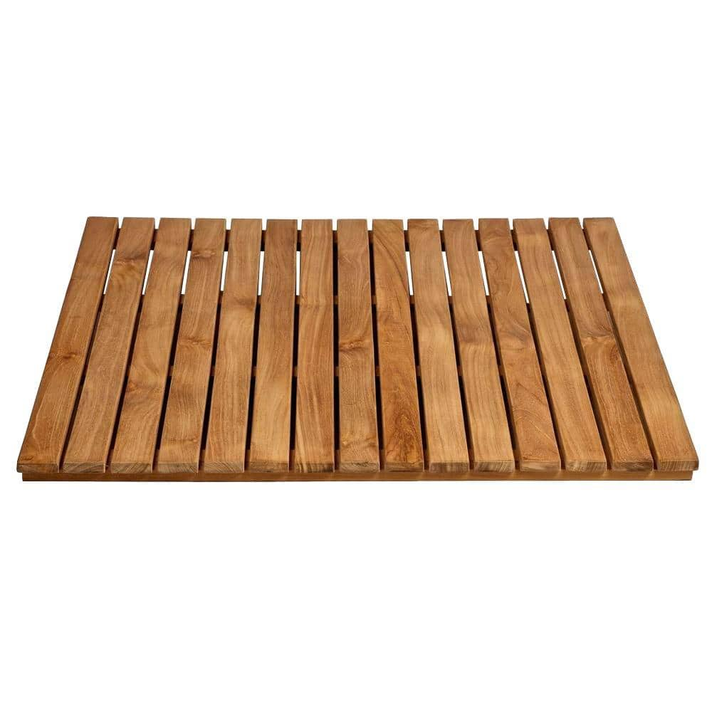 teak bathroom mat