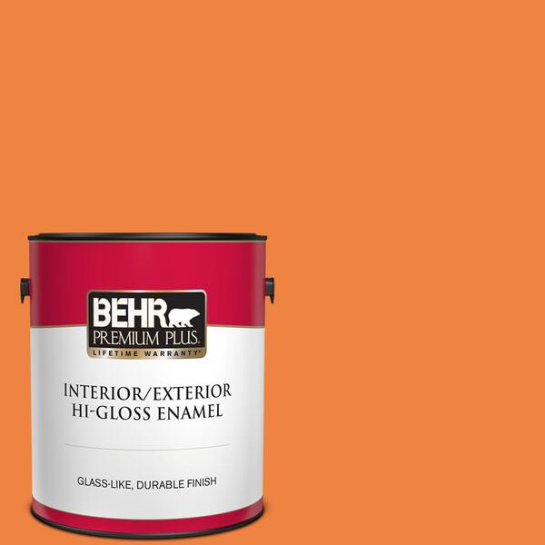 BEHR PREMIUM PLUS 1 gal. #P220-7 Construction Zone Hi-Gloss Enamel Interior/Exterior Paint