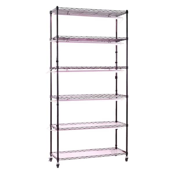 6-Tier Indoor Plant Rack w/ Wheels and Timer, 71in Metal Stand, 150W Full Spectrum 3800K Grow Light for Seed Germination