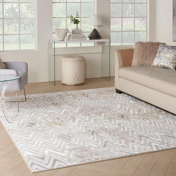 Glam Multicolor 9 ft. x 12 ft. Chevron Contemporary Area Rug