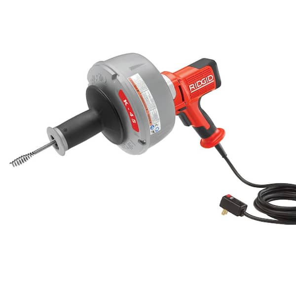 K-45-1 Drain Cleaning Snake Auger Machine with C-1 5/16 in. x 25 ft. Inner Core Cable, Gloves + Carrying Case