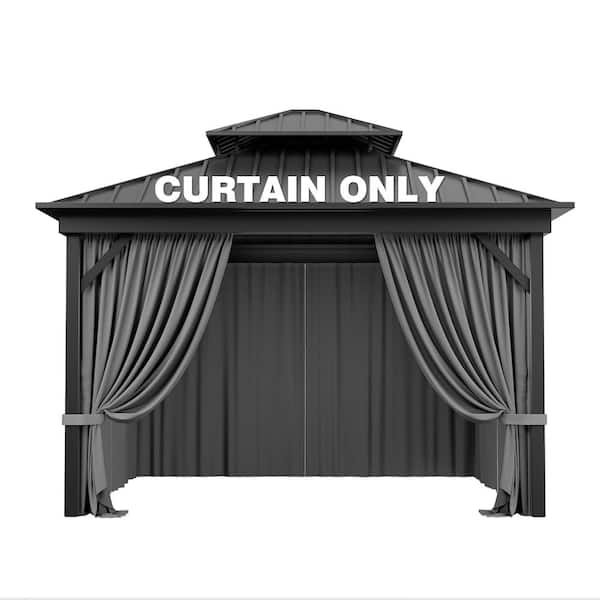 WNP 10 ft. x 10 ft. Universal Outdoor Privacy Curtains, Gazebo Curtain Replacement with Zipper Grey (4-Side Curtain Only)