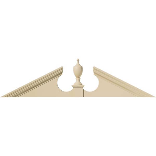 58-in W x 14-1/2-in H x 2-3/4-in P (Pitch 6/12) Acorn Signature Urethane Pediment (Acorn Ships Unattached in Box), Prime
