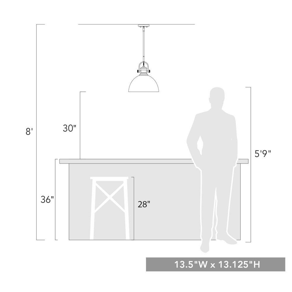Hines Transitional 13.5" Black Pendant with Opal Glass