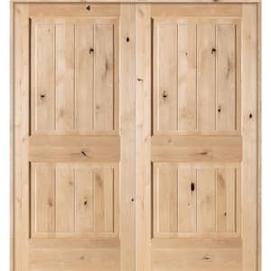 72 in. x 80 in. Rustic Knotty Alder Solid Core Double French Door