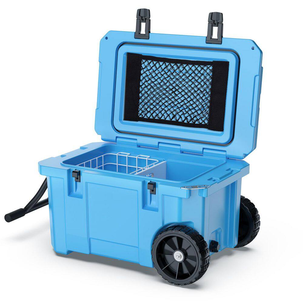 Light Blue 55 qt. Portable Chest Cooler, Leak-Proof Outdoor Insulated Cooler with Handle and Wheels, Bottle Opener price history on PriceWatchPro