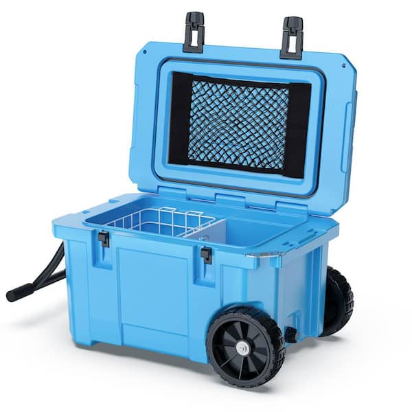 futhork Light Blue 55 qt. Portable Chest Cooler, Leak-Proof Outdoor Insulated Cooler with Handle and Wheels, Bottle Opener