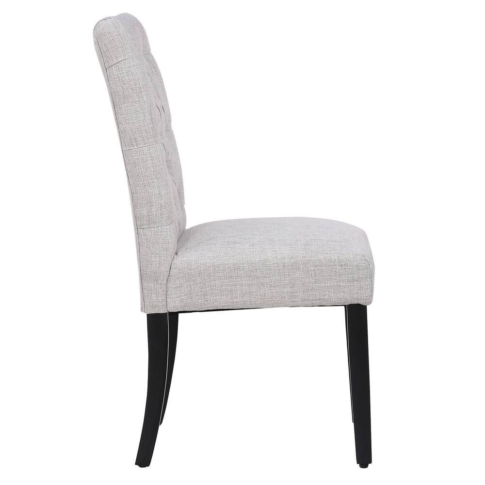 Light Gray Linen Button Tufted Parsons Side Chair