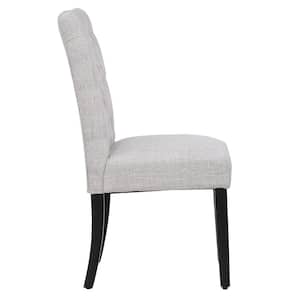 NINA Button Tufted Back Light Gray Upholstered Dining Side Chair (Set of 2)