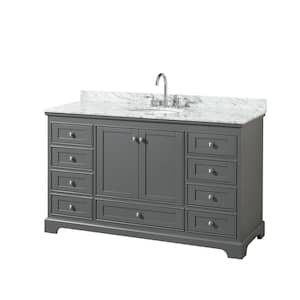 Deborah 60 in. Single Bathroom Vanity in Dark Gray with Marble Vanity Top in White Carrara with White Basin
