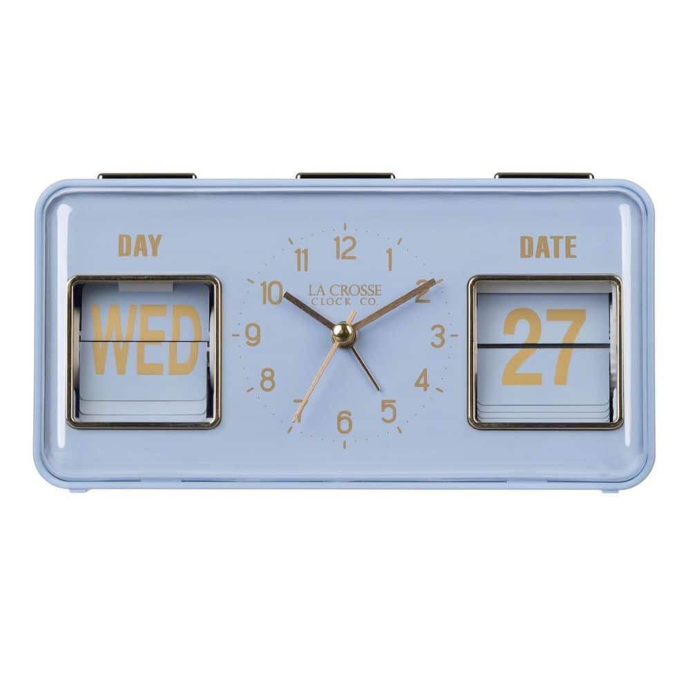 La Crosse Clock Daily Flip Blue Periwinkle Tabletop Alarm Clock