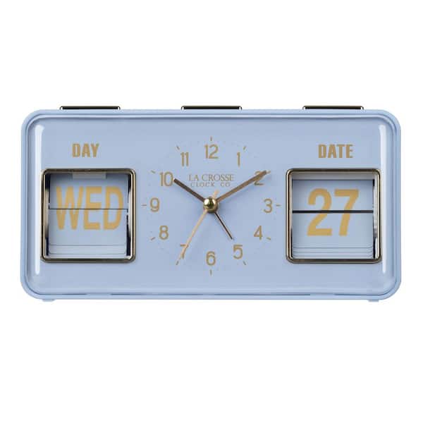 La Crosse Clock Daily Flip Blue Periwinkle Tabletop Alarm Clock