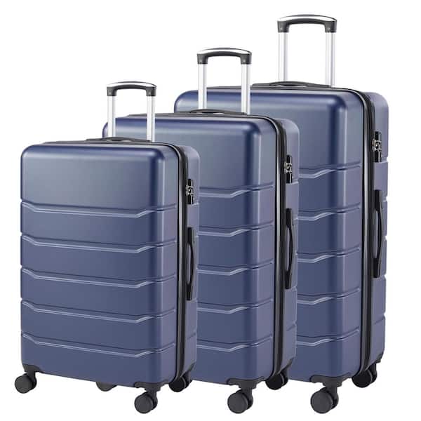Unbranded 3-Piece Blue Expandable ABS Hardshell Luggage Set (20 in. 24 in. 28), Suitcase Set Carry on Luggage Set W/ TSA Compliant