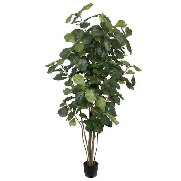 Vickerman 7 ft. Green Artificial Potted Fiddle Leaf Everyday Tree in Pot