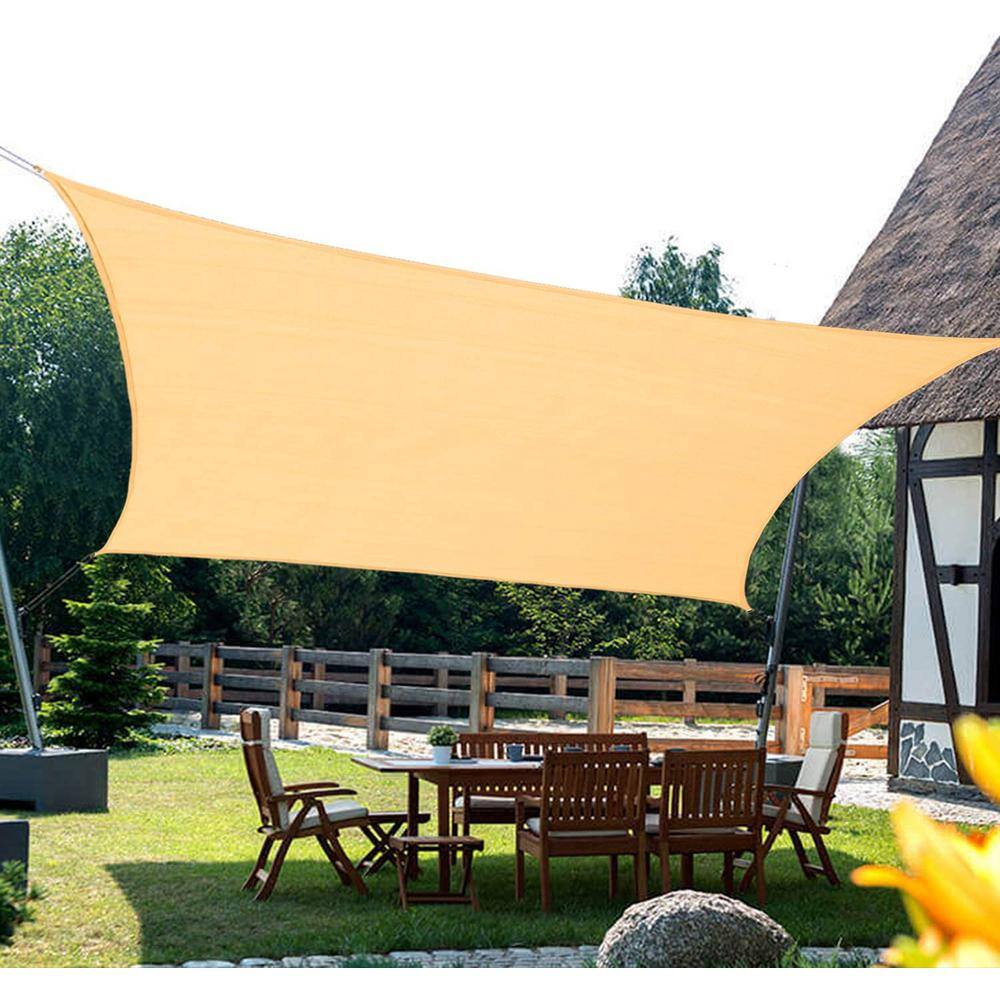 Beige 16' x 16' Square Sun Shade Sail with Stainless Steel D-Rings