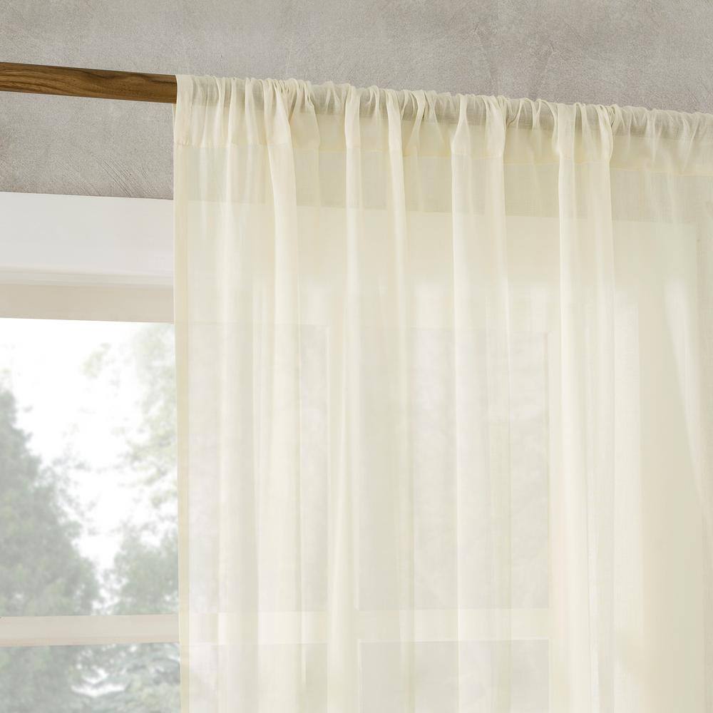 Cream 50" x 63" Cotton Sheer Rod Pocket Curtain Panel