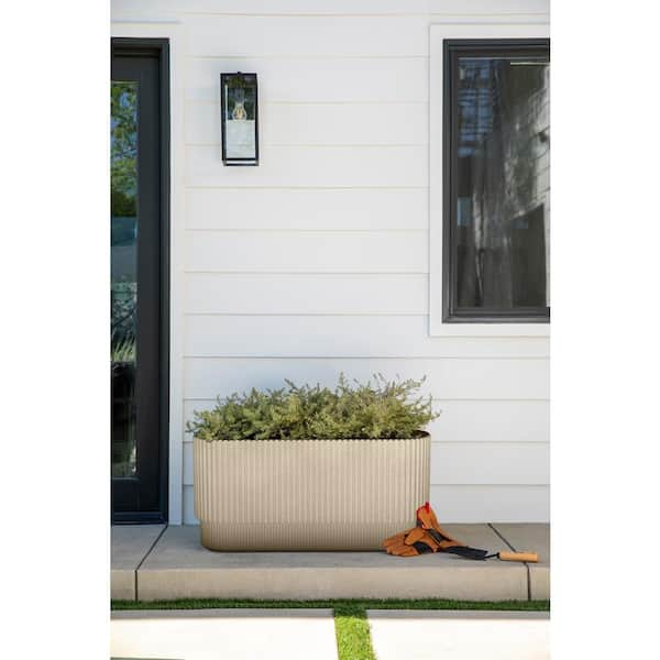 Demi 30 in. Rectangular Sand Plastic Long Planter (2-Pack)