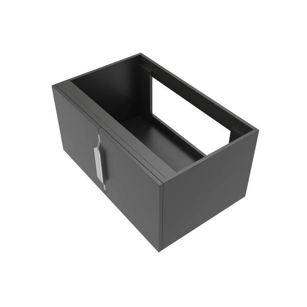 castellousa Alpine 29.63 in. W x 18.75 in. D x 14.38 in. H Bath Vanity Cabinet without Top in Matte Black with Brushed Nickel Trim