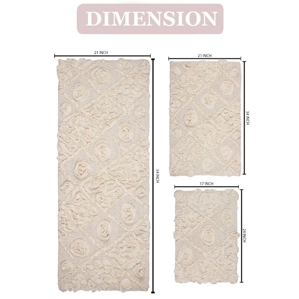 HOME WEAVERS INC Radiant Collection 100% Cotton Bath Rugs Set, 3-Pcs Set  with Contour, Ivory BRA3PC172120IV - The Home Depot