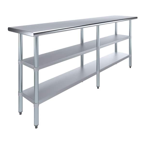AMGOOD 18 in. x 84 in. Stainless Steel Kitchen Utility Table with 2 Adjustable Shelves Metal Prep Table