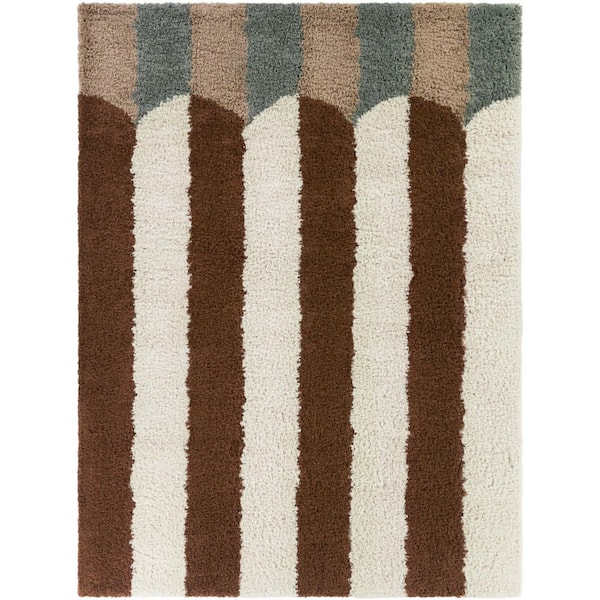 Harlowe Pink/Brown 7 ft. x 9 ft. Bold Modern Stripe Area Rug