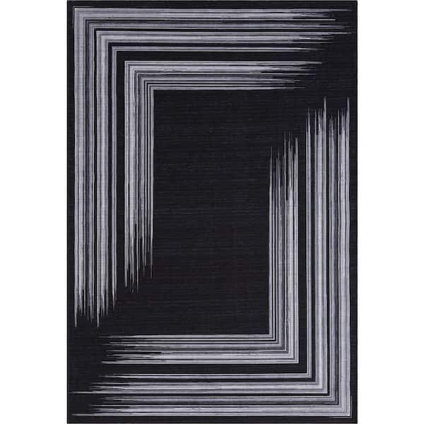 Parker Grey 4 ft. x 6 ft. Geometric Polypropylene Area Rug