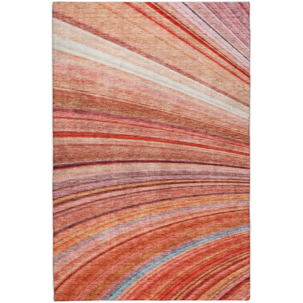 Dream Shag Premium Machine Washable Abstract ADS585 Terracotta 3 ft. x 5 ft. Area Rug