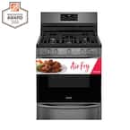 5.0 cu. ft. Gas Range with True Convection Self-Cleaning Oven in Black Stainless Steel with Air Fry