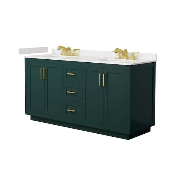 Miranda 66 in. Double Freestanding Green Bath Vanity with Carrara Cultured Marble Top Assembled